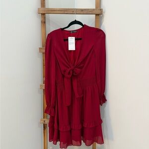 Chic Long Sleeve Burgundy Dress